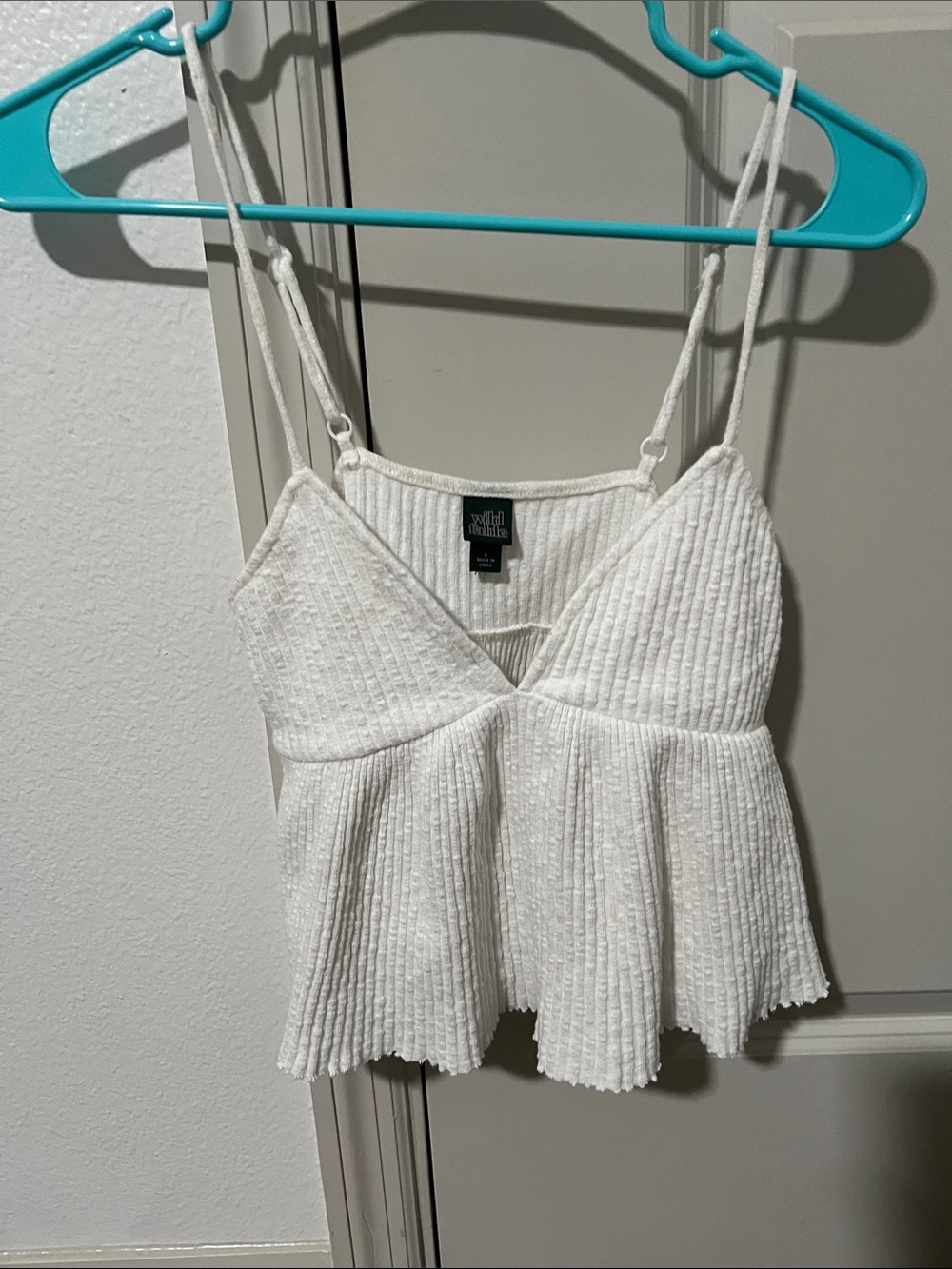 Wild fable White Ribbed Peplum Cami Top